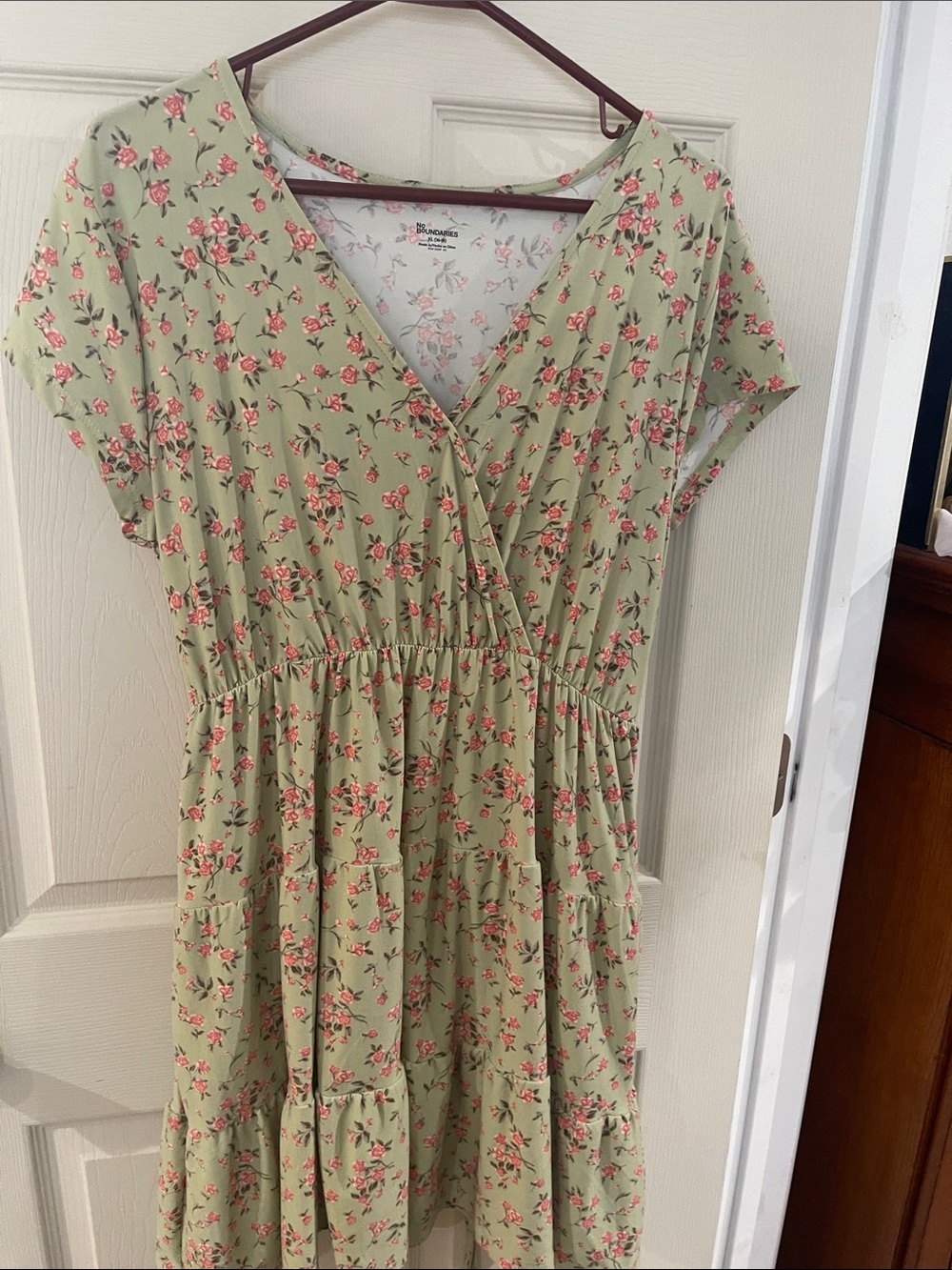 No Boundaries Pink Floral Top with Gray Leaves